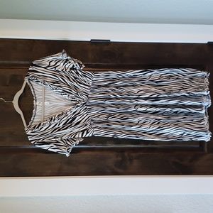 Western Zebra Animal Print Ruffled Trim Flowy Crossover Wrap Babydoll Dress